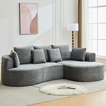 106" Curved Sectional Sofa with Throw Pillows, 4 Seater Luxury Chenille Cloud Modular Couch with Deep Seat,Boneless Compression Sofa for Modern Living Room, Office and Apartment, Grey