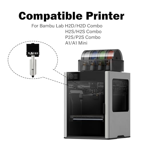 RugooSpink 2PCS 0.4MM gehärtetes Hotend für P2S/X2D/H2S/H2D/A1/A1 Mini Hot End Extruder Hotend mit 2PCS Silikon Sleeve Assembly Druckkopf Ersatz für Bambu Lab 3D Drucker