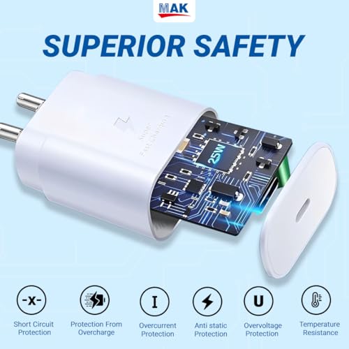 Image of 25W Charger with Cable for Type-C Adapter Compatible with Samsung Galaxy A25 5G Chargers, 25 Watt USB Type C to C Pd Charging Adaptor C Type, White