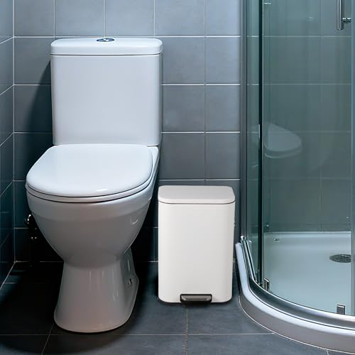 Caneca de basura rectangular 20L con pedal y tapa suave blanca miniatura 5
