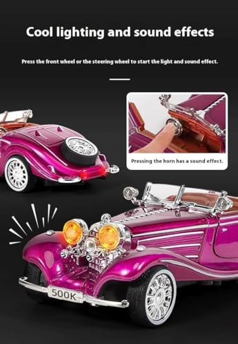 Image of Exclusive Alloy Metal Pull Back Die-Cast Car Diecast Metal Pullback Toy Car with Openable 6 Doors,Light Music Boys Gifts Toys (1:32 Merceedes Benz 500K-Purple Color)