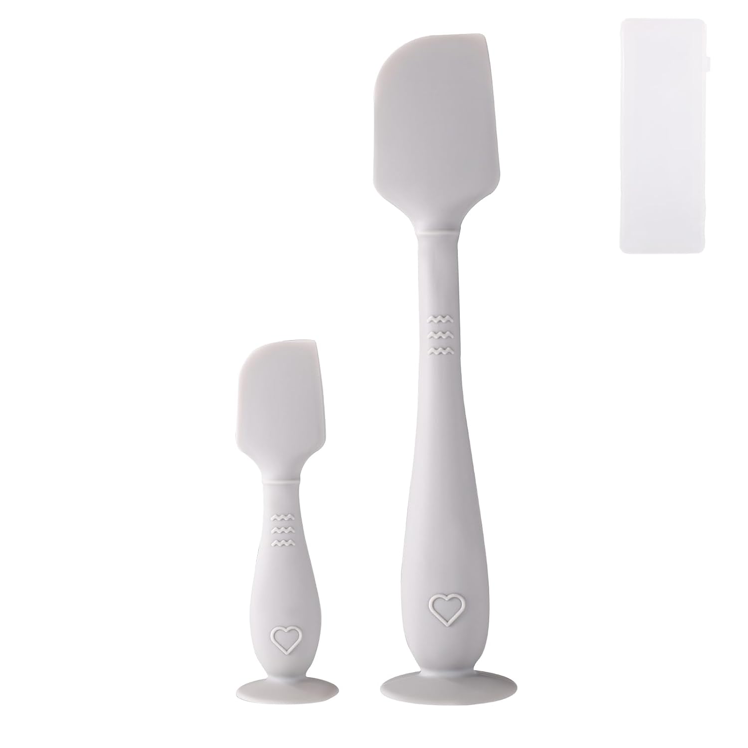 2pcs Baby Diaper Cream Spatula with Travel Case, 2 Sizes Soft Flexible Silicone Butt Paste Applicator Baby Diaper Rash Cream Spatula Bum Brush for Newborn(Grey)