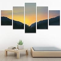 SIGNWIN 5 Panel Canvas Wall Art Setting in The Trees for Home Decorations Ready to Hang - 60