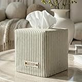 Stylish Tissue Box Cover - This Sage Striped Linen Holder Instantly Covers Your Square Tissue Boxes...