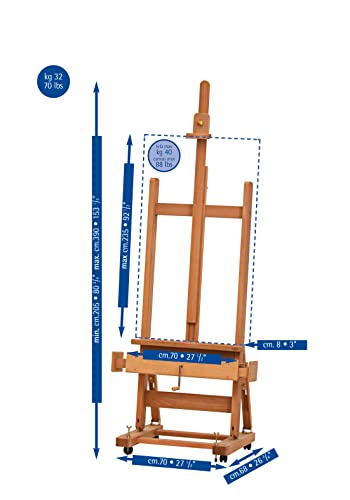 Mabef Master Studio H-Frame Easel With Crank (Mbm-04) , Brown #TOP1