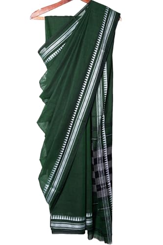 Womens Relax Fit Cotton Blend Soft Khadi Handloom Saree With Unst...