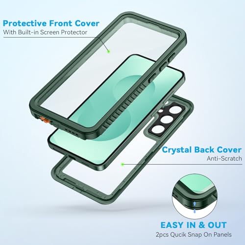 Lanhiem for Samsung Galaxy S25 Case, IP68 Waterproof Dustproof, Built-in Screen Protector, Rugged Full Body Shockproof Protective Cover for Galaxy S25 5G 6.2 Inch, Green by Lanhiem - Used condition - Image 3