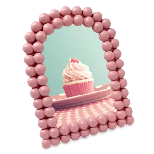 Isaac Jacobs 4x6 Matte Vintage Rose Double Bauble Arch Photo Frame with Black Fabric Easel, Tabletop, Wall-Mountable, Shelf and Desk, Decorative Art Design, Home Décor (4x6, Matte Vintage Rose)