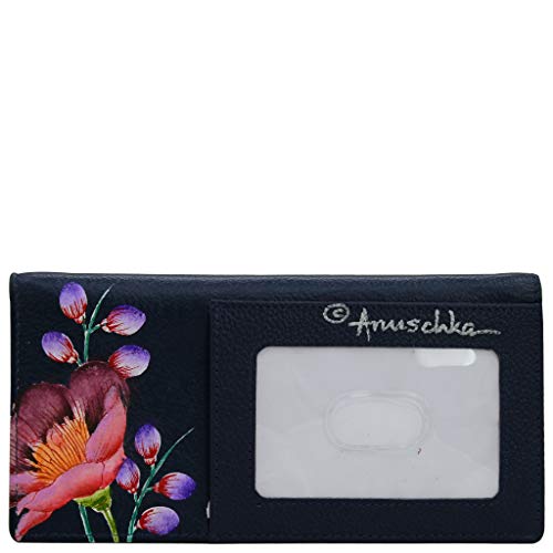 Anuschka Women's Hand-Painted Genuine Leather Checkbook Cover - Moonlit Meadow #TOP1