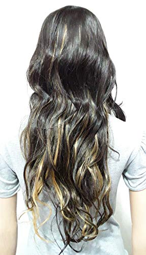 Image of Air Flow Natural Looing Realistic Black Hair Extension Long Hair Silky With Free Wig Comb (Highlighted Curly Hair Extension)