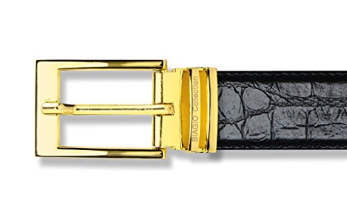 Croc Pattern Crocodile Embossed Belts Bonded Leather Men's Belt Gold-Tone Buckle2