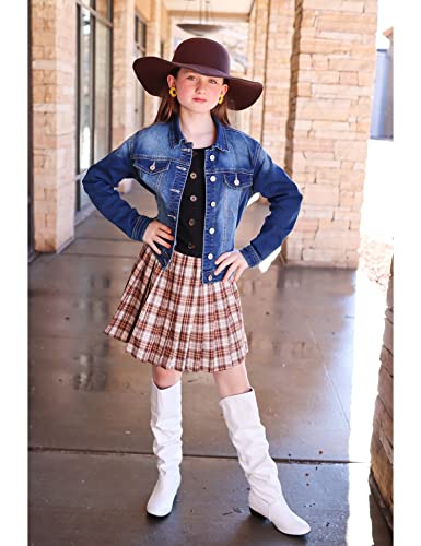 Arshiner Khaki Skirt Skater Tennis School Uniform Skirts Lining Shorts,Khaki Plaid,6-7 Years #TOP3