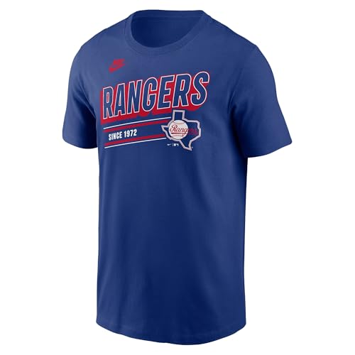 Nike Men's MLB Retro Logo T-Shirt (US, Alpha, Large, Regular, Regular, Blue, Texas Rangers)