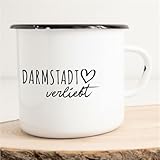 Huuraa Emaille Tasse Darmstadt Geschenk Kaffeebecher Vintage 300ml Darmstadt Geschenkidee