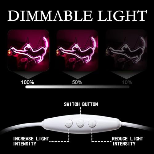 Image of Cat Neon Signs Lights Decor Animal USB Operated Decorative LED Neon Light Sign for Home Wall Party Wedding Birthday Kids or Girls Room