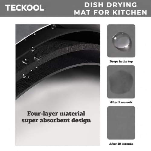 Image of TEKCOOL Dish Drying Kitchen Mat | Large Water Absorbent Utensil Drying Rack Mat | Anti-Slip Kitchen Accessories for Home | Organiser Mat for Sink, Dining Table & Vessel Draining (40x 60 cm);