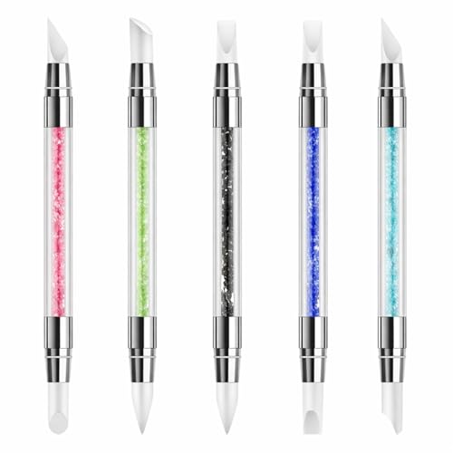 Image of Keli 5 Pcs Dual Head Silicone Nail Art Sculpting Tool Set, Professional 3D Nail Design Pen for UV, Poly Gel & Acrylic, Nail Carving Shaping Brush, Manicure DIY Tools for Salon & Home Use