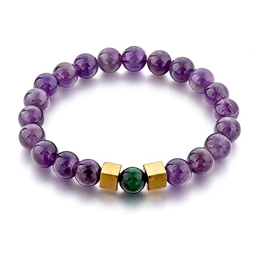 Ino Genuine Healing Gemstone Crystal Beads - 8mm Natural Stress Bracelets - Unisex for Men and Women (S, Amethyst)