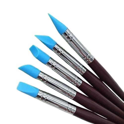 5pcs Rubber Tip Paint Brushes Clay Tools for Sculpture Pottery Color Shaping Blending Drawing Modeling Remove Fingerprints-image-38
