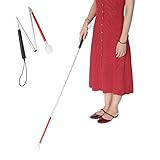 Blind Cane, Folding Walking Stick 43.3inch Reflective Red and White Mobility Cane for Vision...