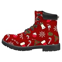 Jamron Unisex Custom Christmas Boots for Women Men Faux Leather Lace Up Ankle Boots SN0707246 Pattern E UK6.5