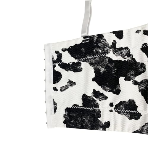 Bustier en denim imprimé vache pour femmes | Haut court sexy mode Y2K - 6