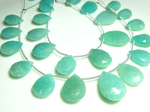 Amazonite briolette facettée pierre naturelle poire pour fil de collier 7 pouces