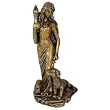 Détails mythiques authentiques : la statue d'Hécate méticuleusement sculptée capture le grec avec son chien dans une pose réaliste et des robes complexes, détail symbolique authentique pour les autels d'Hécate ou les collectionneurs à la recherche d'une statue classique, prête pour le rituel avec une résonance émotionnelle.