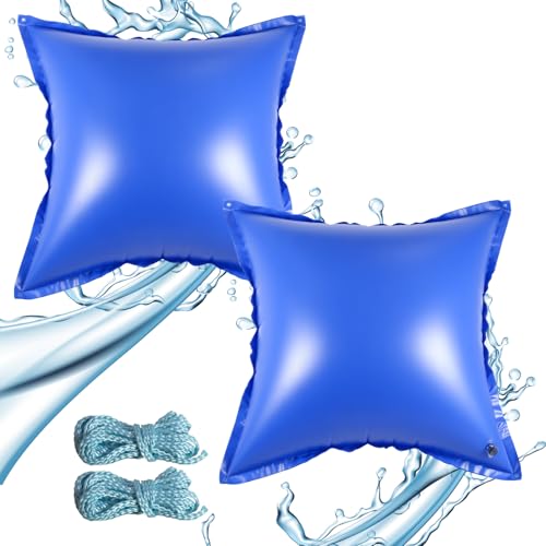 Coussin de piscine d'hiver bleu 120 x 120 cm bâche hivernage hors sol et enterrée