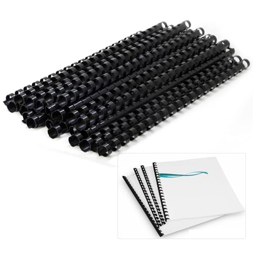 Canutillos de Plástico para Encuadernar,Canutillos Encuadernar de Plástico,Paqute de 100,Canutillos para Encuadernación,Canutillos Encuadernacion,Espirales Encuadernacion,Binding Combs,12mm Negro