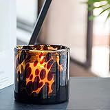 🕯️ Perfektes Geschenk - Maße: H 10 cm, Ø 10 cm. Muster: Leopard. Perfekt für Partys, Geburtstage, Terrasse usw., es kann auch als Dekoration auf dem Nachttisch verwendet werden. Dieser Kerzenhalter verleiht genau die perfekte Menge an Luxus und Opulenz in jeden RaumDieser Kerzenhalter ist auch ein tolles Geschenk für Ihre Freunde und Familie