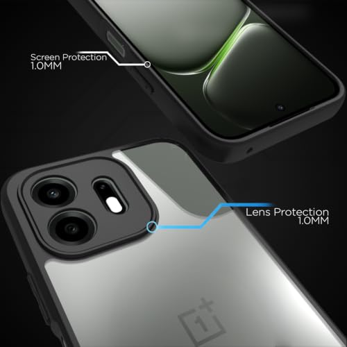 Image of RIGGEAR Shockproof Sleek Hybrid Armor Back Cover Case for OnePlus N6 5G (Clear PC + Black TPU Bumper)