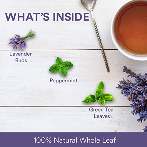 Image of The Tea Ark Lavender Tea Loose Leaves (50g) Pouch | Herbal Bedtime Tea with Peppermint & Green Tea | Natural Whole Leaf Blend (25 Servings) (Lavender & Peppermint)