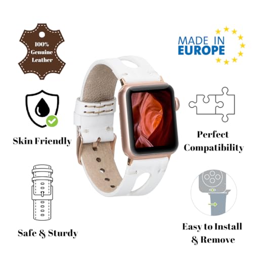 Image of Leather Bands Compatible with Apple Watch Band 40 mm 38 mm 41 mm 42 mm 44 mm 45 mm 46 mm 49 mm Band For Women Straps For Men Handmade Crazy Horse Full Grain Genuine Leather Strap for iWatch Series 11 10 9 8 7 6 SE 3 2 1 Ultra 3 2 1