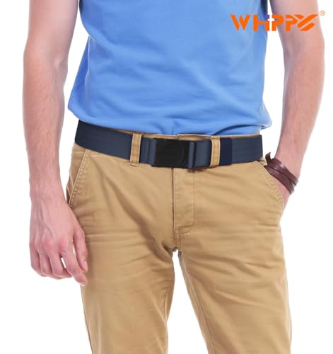 Image of WHIPPY Mens Elastic Stretch Belt Unisex Adventure Web Belt for Women Men with Non-Metal Buckle Adjustable Belts