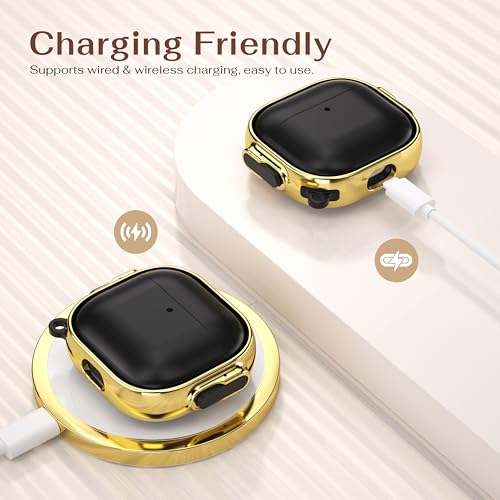 Image of Maxjoy for AirPods 4 Case, Clear AirPod 4th Generation Case Protective Soft Cute AirPod 4 Cover for Women Girly with Keychain for AirPods 4 Cover 2024,Gold /Black