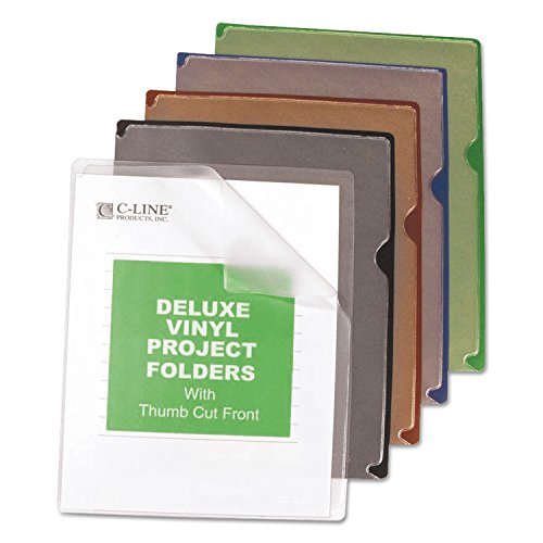 C-Line 62150 Deluxe Project Jacket Folders, Letter, Vinyl, Black/Blue/Clear/Green/Red, 35/Box #TOP14