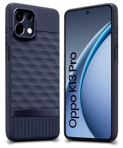Image of WOW IMAGINE Back Cover for Oppo K13 Pro with Hexa Cube Design | Ultra Slim Soft Rubberised Case | Inner Velvet Fabric | Matte Silicone Flexible Mobile Case | Camera Protection - Blue