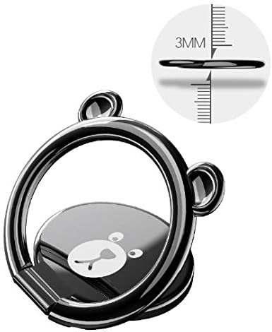 AccessoryHappy Cute Cartoon Bear Finger Ring Stand, Ring Holder 360° Rotation Cell Phone Stent Holder Grip Kickstand Compatible w/iPhone 7 7 Plus iPhone 8 8 Plus 6S Galaxy S6 S7 S8 (Black)