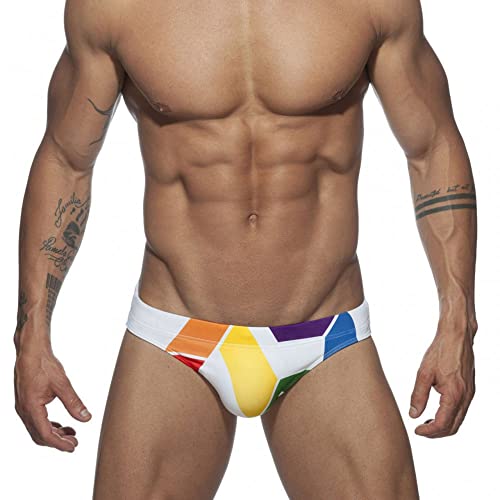 Men's Pride Rainbow Swimming Trunks Briefs with Removable Pad Swimwear Elastic Beach Shorts Boxers Underwear3