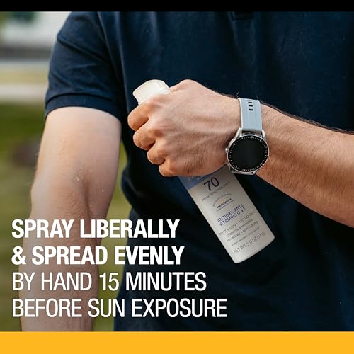 Image of Neutrogena Sport Active Defense SPF 70 Sunscreen Spray, Sweat & Water Resistant Spray Sunscreen with Broad Spectrum Protection for Sunburn Prevention, Oxybenzone-Free, Twin Pack, 5 oz, 2 Pack