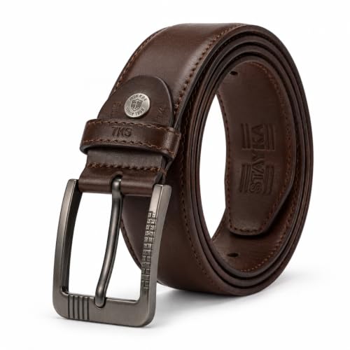 Image of Kaarava Leather Belt for Men 110 cm Black Adjustable Metal Buckle