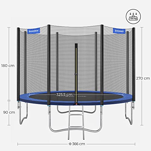 SONGMICS Trampolin Ø 183/244/305/366/427 cm, vom TÜV Rheinland GS-Zertifikat, rundes Gartentrampolin mit Sicherheitsnetz… – Bild 5
