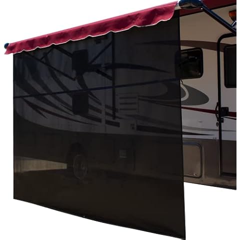 ShadePro - Vista Shade - RV Awning Shade Screen - Zipper Sun Screen Installs in Seconds - Solar Mesh Blocks 87% of Sunlight - The Original Camper Sunscreen Shade for Awnings - 19' x 10' - Black Cover