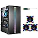 Caja negra ATX Mid-Tower con ventiladores RGB de 6 piezas - Panel de vidrio templado USB 3.0 - Caja para juegos de PC Caja para computadora de visualización panorámica con marco abierto