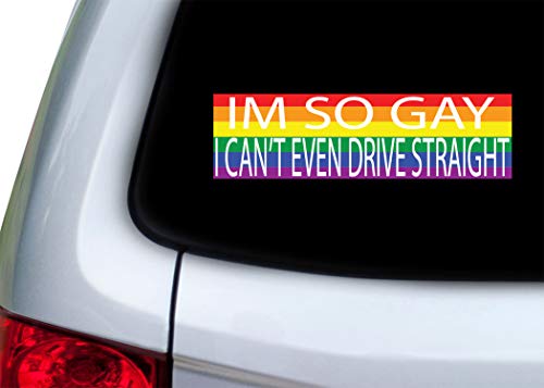 Rogue River Tactical Rainbow Lgbt Large Funny Bumper Sticker Auto Car Decal Truck Rv Boat Window I'm So Gay I Can't Even Drive Straight #TOP3
