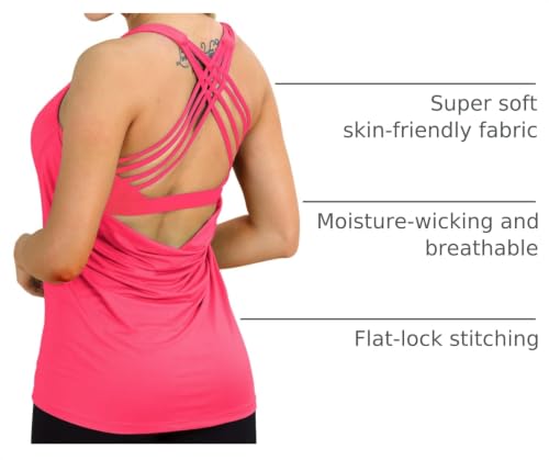 Image of icyzone Women's Open Back Workout Athletic Yoga Tank Tops with Built in Bra