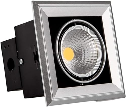 Foco de techo LED giratorio empotrado de 20 W, panel de techo cuadrado brillante para interiores, luz empotrada COB blanca cálida, luz descendente montada en la pared para cocina de lujo