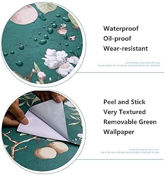 Image of Self Adhesive Waterproof Wallpaper for Kitchen Living Room Bed Room Furniture Makeover Cabinet Shelf Liner Tile Pattern Removable Contact Paper(Vintage Flower & Bird (45X500 CM)