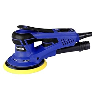 Electric Random Orbital Sander, 350W Brushless Motor 3/16 in Orbit 110V 6-Inch 10000 RPM Variable Speed Tool for Metal Fabrication, Woodworking Walls and Car Polishing Blue